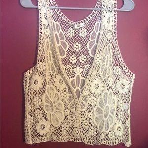 Floral crochet vest